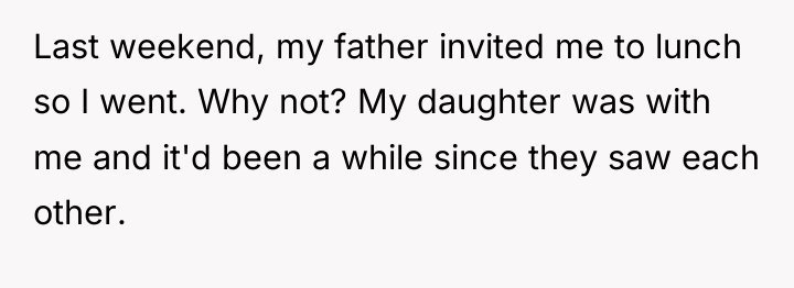 Last weekend, my father invited me to lunch so I...