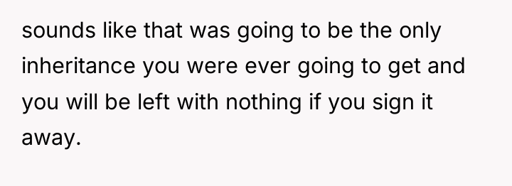 sounds like that was going to be the only inheritance...