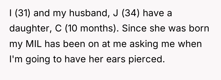 I (31) and my husband, J (34) have a daughter,...