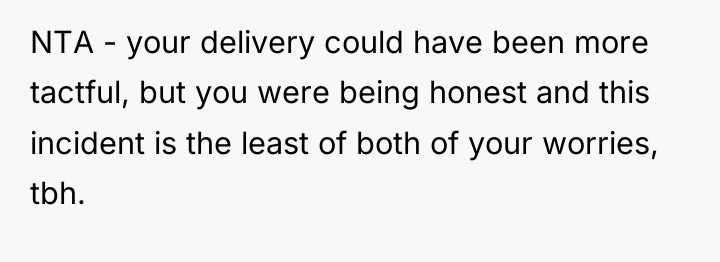 NTA - your delivery could have been more tactful, but...