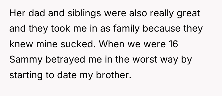 Her dad and siblings were also really great and they...