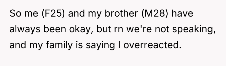 So me (F25) and my brother (M28) have always been...