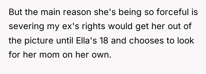 But the main reason she's being so forceful is severing...