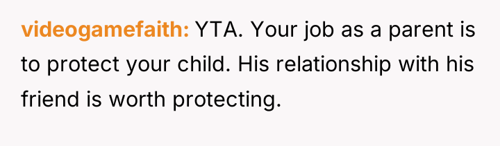 videogamefaith YTA. Your job as a parent is to protect...