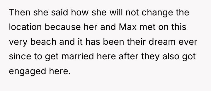 Then she said how she will not change the location...