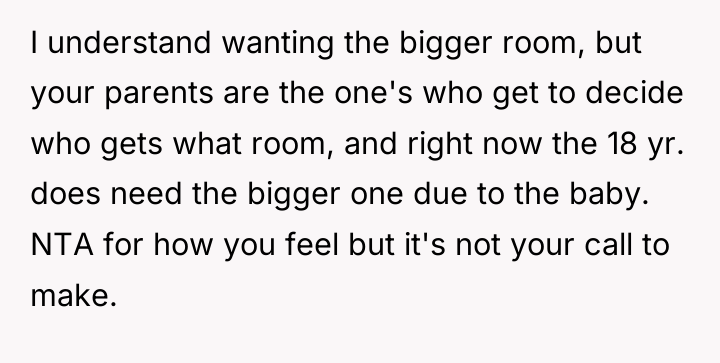 I understand wanting the bigger room, but your parents are...