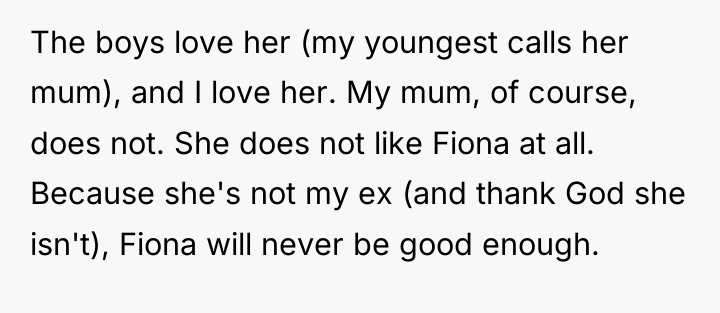 The boys love her (my youngest calls her mum), and...