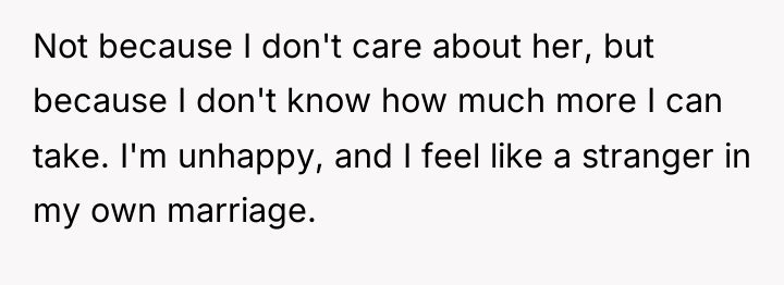 Not because I don't care about her, but because I...