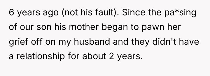 6 years ago (not his fault). Since the pa*sing of...