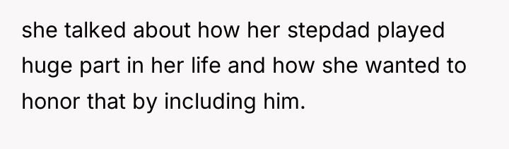 she talked about how her stepdad played huge part in...