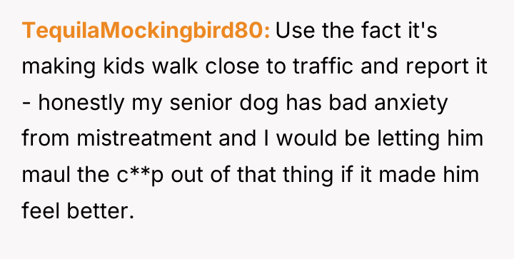 TequilaMockingbird80 Use the fact it's making kids walk close to...