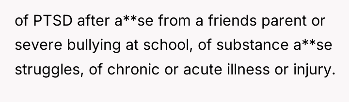 of PTSD after a**se from a friends parent or severe...