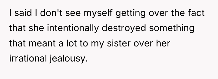I said I don't see myself getting over the fact...