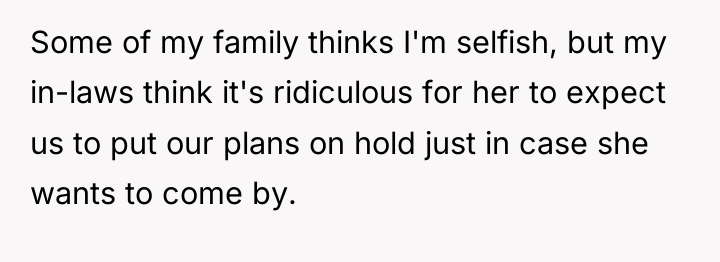 Some of my family thinks I'm selfish, but my in-laws...