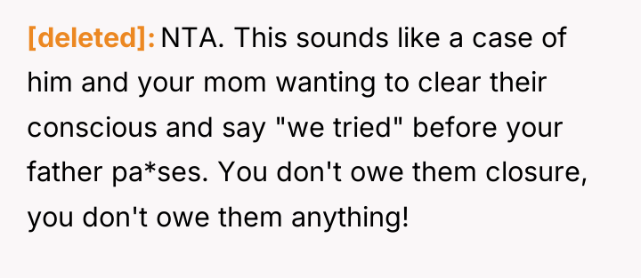 [deleted] NTA. This sounds like a case of him and...