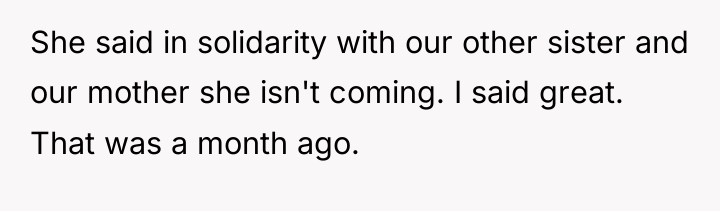 She said in solidarity with our other sister and our...
