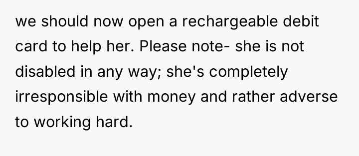 we should now open a rechargeable debit card to help...