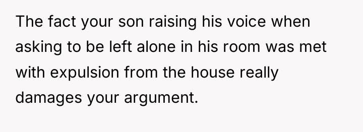 The fact your son raising his voice when asking to...