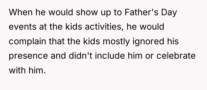 When he would show up to Father's Day events at...