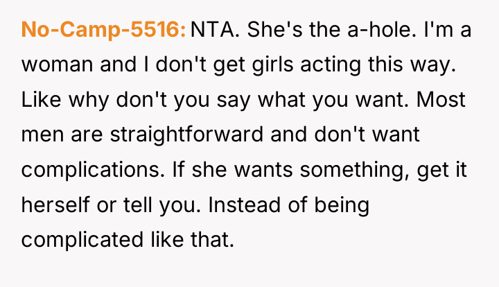 No-Camp-5516 NTA. She's the a-hole. I'm a woman and I...