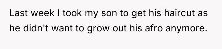 Last week I took my son to get his haircut...