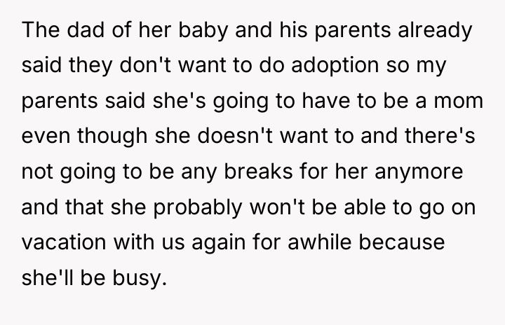 The dad of her baby and his parents already said...