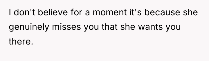 I don't believe for a moment it's because she genuinely...