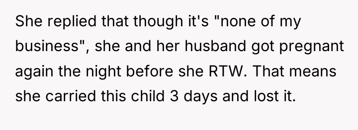 She replied that though it's "none of my business", she...