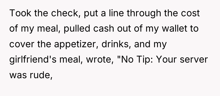 Took the check, put a line through the cost of...
