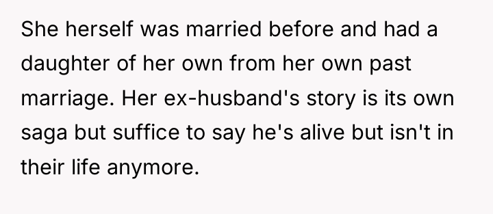 She herself was married before and had a daughter of...