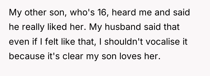 My other son, who's 16, heard me and said he...