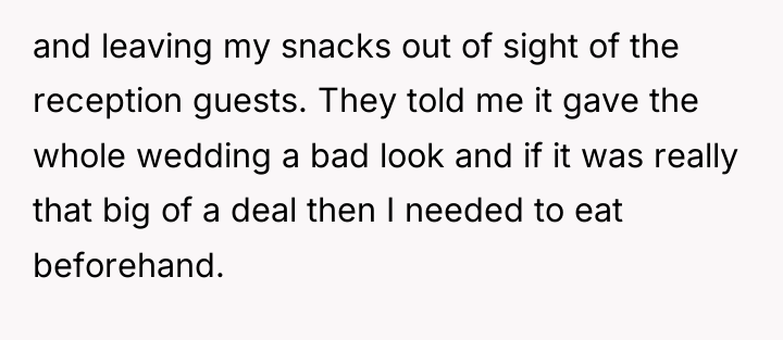 and leaving my snacks out of sight of the reception...