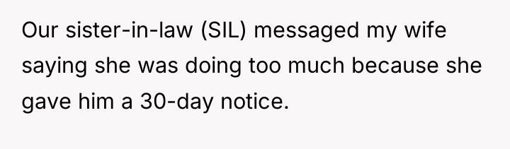 Our sister-in-law (SIL) messaged my wife saying she was doing...