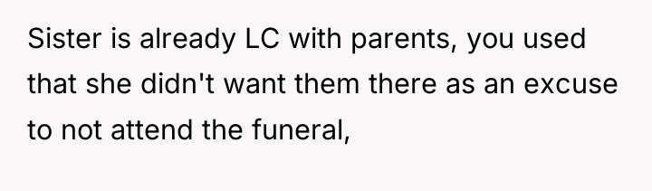 Sister is already LC with parents, you used that she...