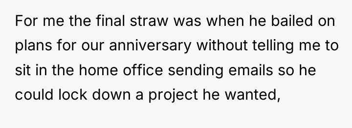 For me the final straw was when he bailed on...