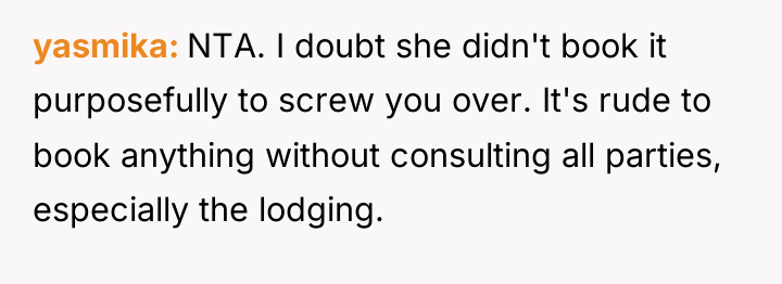 yasmika NTA. I doubt she didn't book it purposefully to...