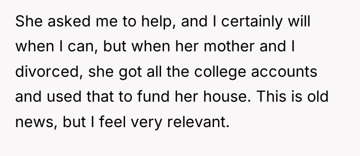 She asked me to help, and I certainly will when...