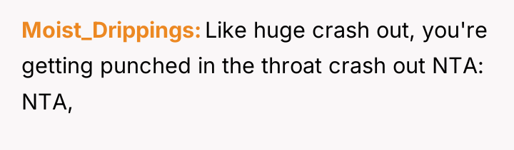 Moist_Drippings Like huge crash out, you're getting punched in the...