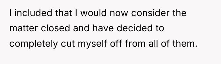 I included that I would now consider the matter closed...
