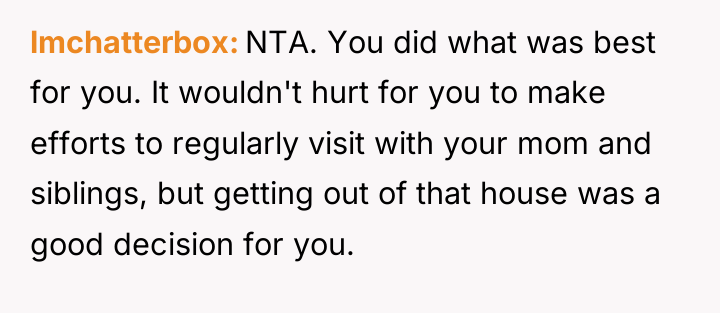 lmchatterbox NTA. You did what was best for you. It...