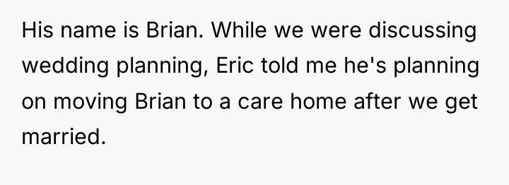 His name is Brian. While we were discussing wedding planning,...