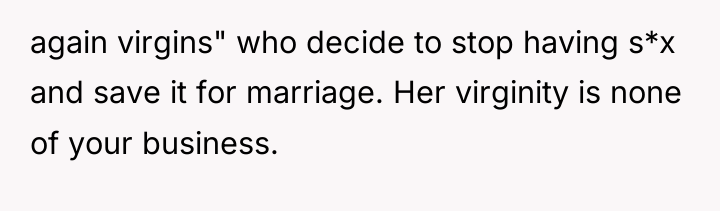 again virgins" who decide to stop having s*x and save...
