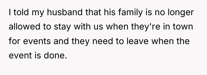 I told my husband that his family is no longer...