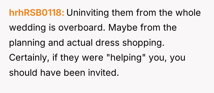 hrhRSB0118 Uninviting them from the whole wedding is overboard. Maybe...