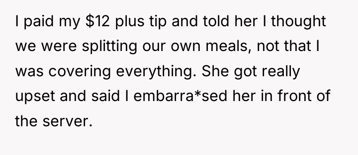 I paid my $12 plus tip and told her I...