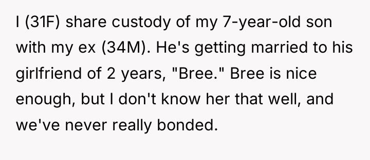 I (31F) share custody of my 7-year-old son with my...