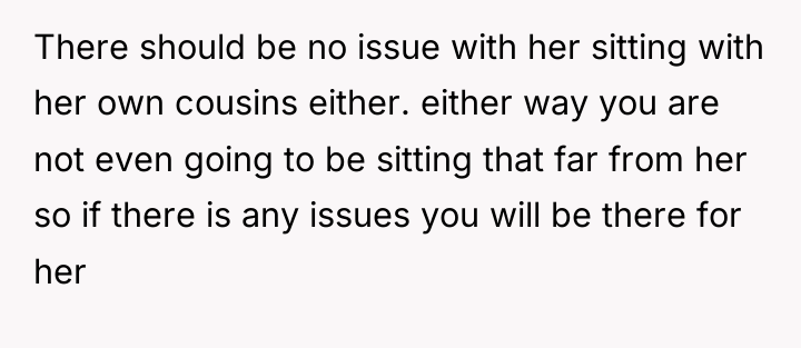 There should be no issue with her sitting with her...