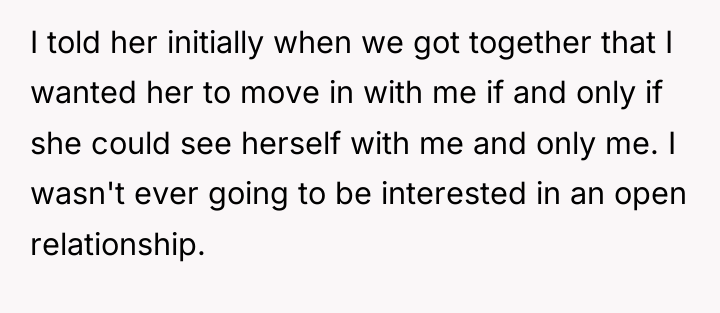 I told her initially when we got together that I...