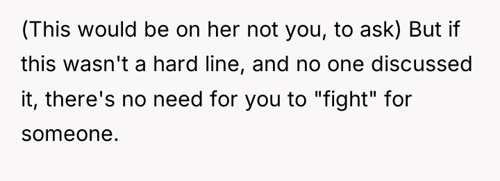 (This would be on her not you, to ask) But...