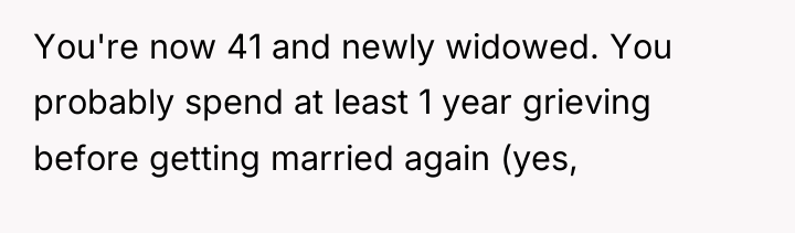 You're now 41 and newly widowed. You probably spend at...